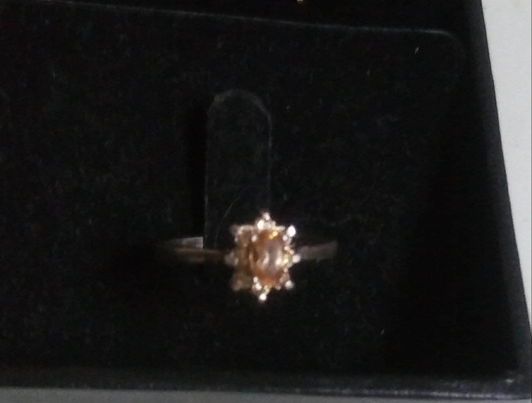 Natural Peach Champagne Imperial Topaz White Diamond accented Sterling Silver Ring - Thumbnail 4