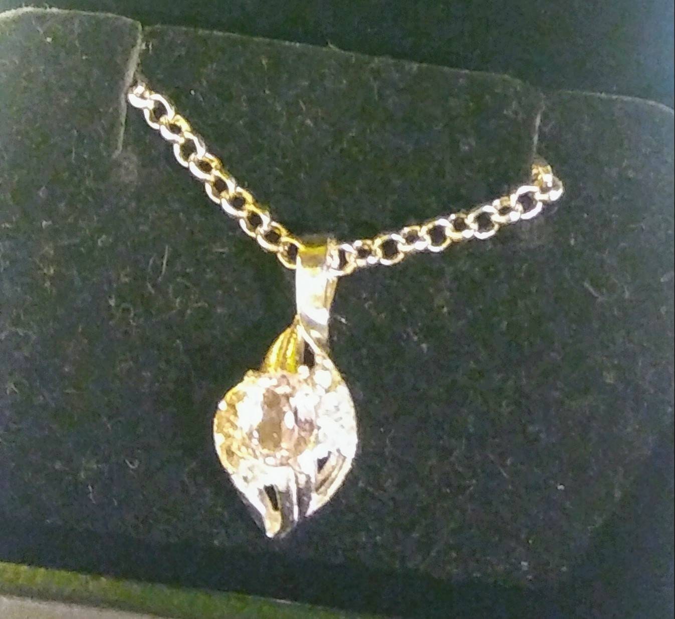 Natural Kunzite White Zircon accented Sterling Silver Necklace