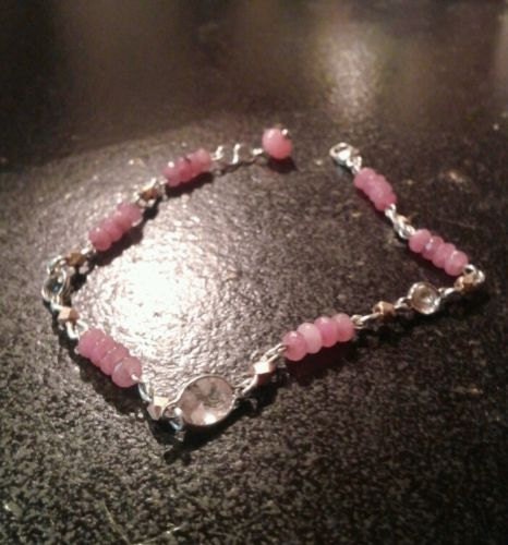 Natural Morganite Rose Gold accented Sterling Silver Bracelet - Image 1