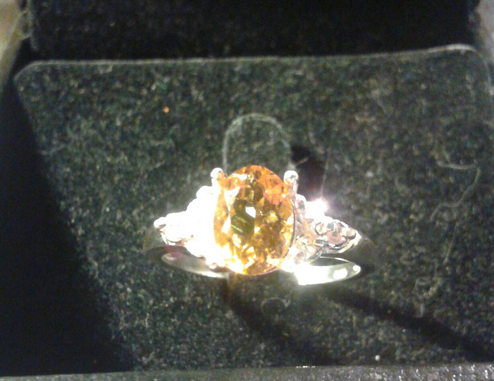 Natural Golden Beryl White Zircon accented Sterling Silver Ring - Thumbnail 2