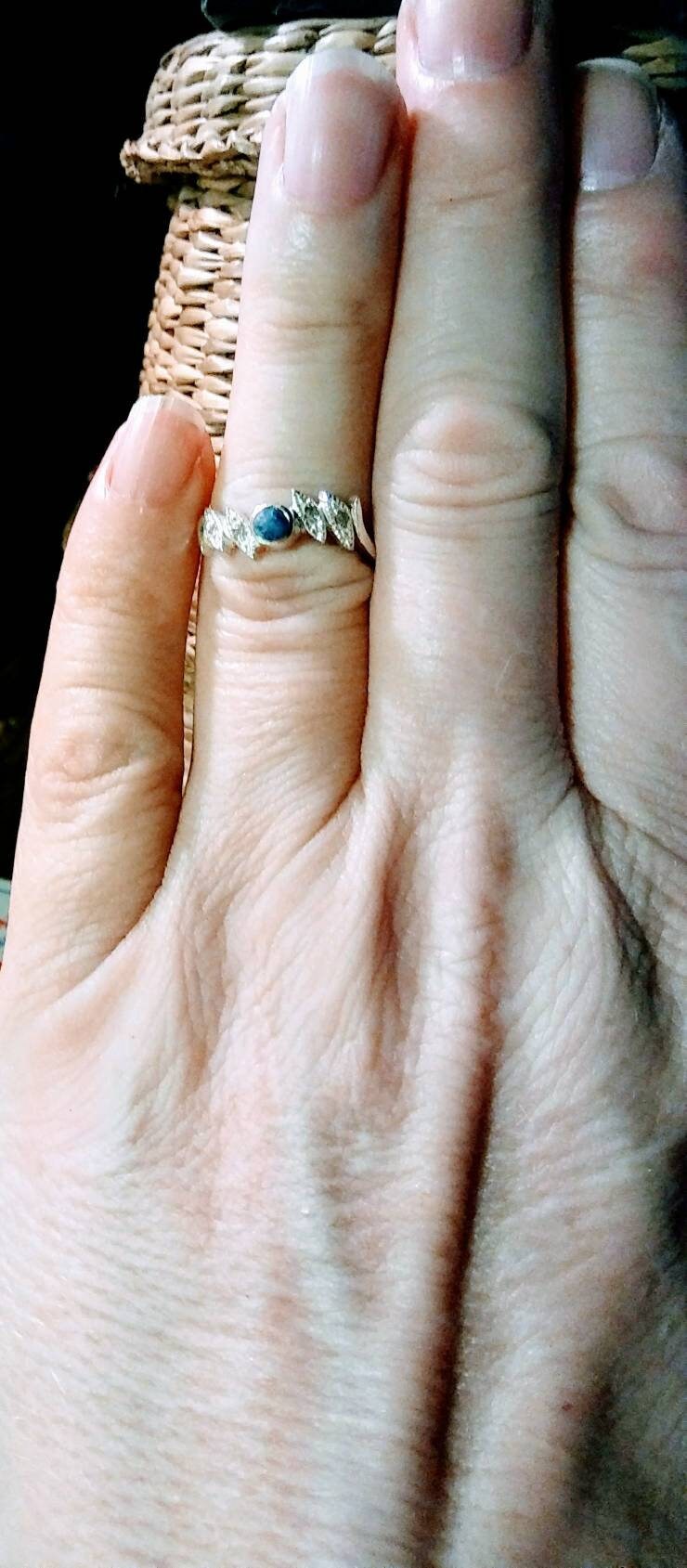 Natural Extremely Rare Benitoite Diamond accented Sterling Silver Wedding Ring (Comes with report) - Thumbnail 3