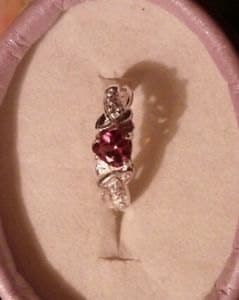 Natural Rhodolite Garnet White Sapphire accented Sterling Silver Ring - Thumbnail 5