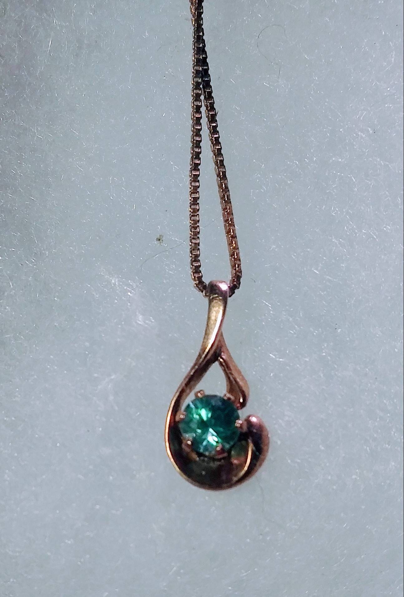 Natural Blue Zircon 14K Yellow Gold Vermeil Necklace - Thumbnail 2