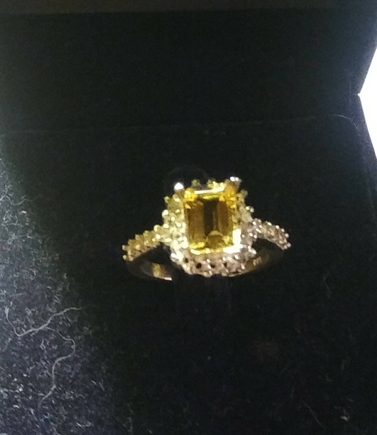 Natural Golden Beryl White Zircon accented Sterling Silver Engagement Ring