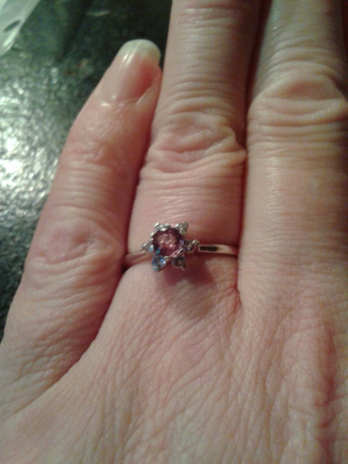 Natural Purple Spinel Tanzanite accented Sterling Silver Engagement Ring - Thumbnail 2