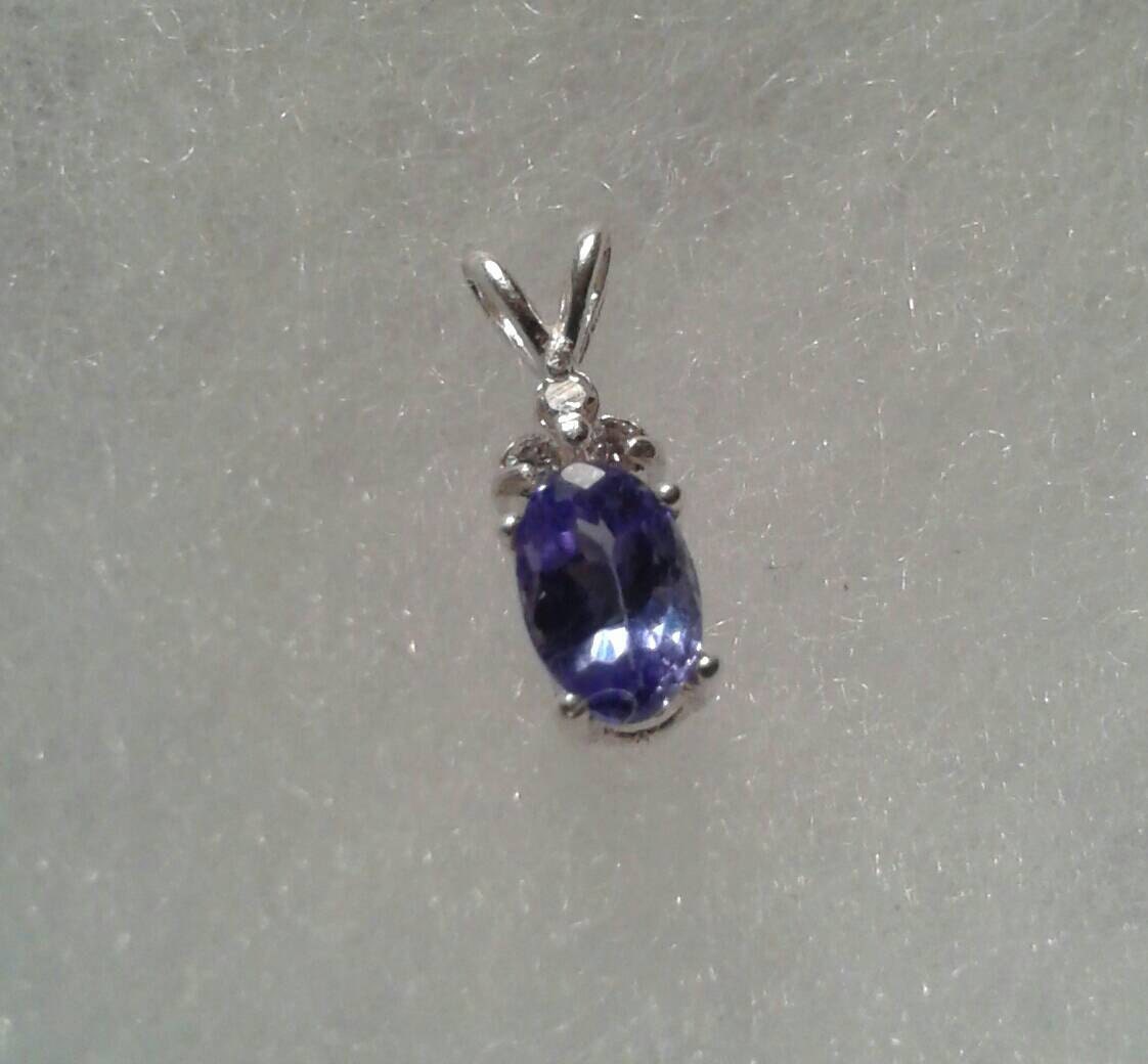 Natural Tanzanite Diamond accented Sterling Silver Necklace