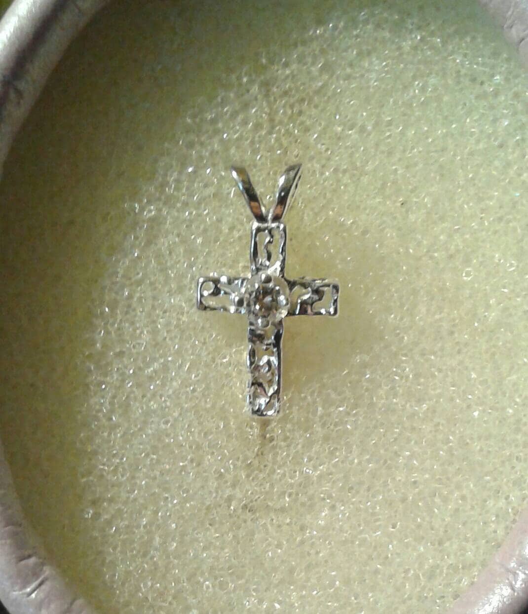 Natural Diamond Sterling Silver Filigree Cross Necklace