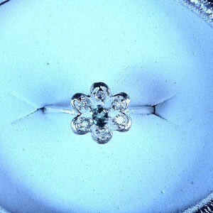 Natural Color Change Alexandrite & Diamond Sterling Silver Ring -RESERVED