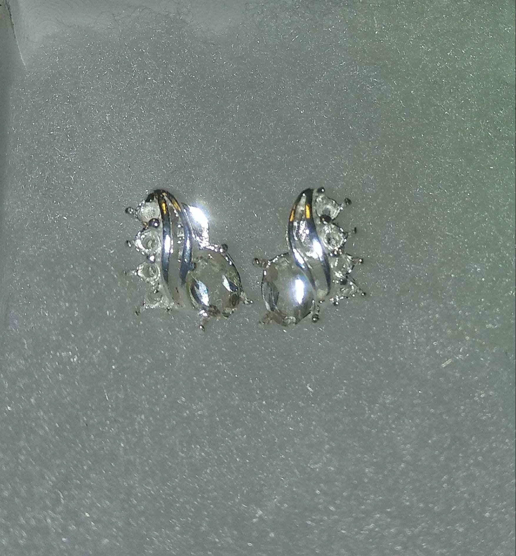 Natural Rare Scapolite(Tenebrecent) White Sapphire accented Sterling Silver Earrings - Thumbnail 2