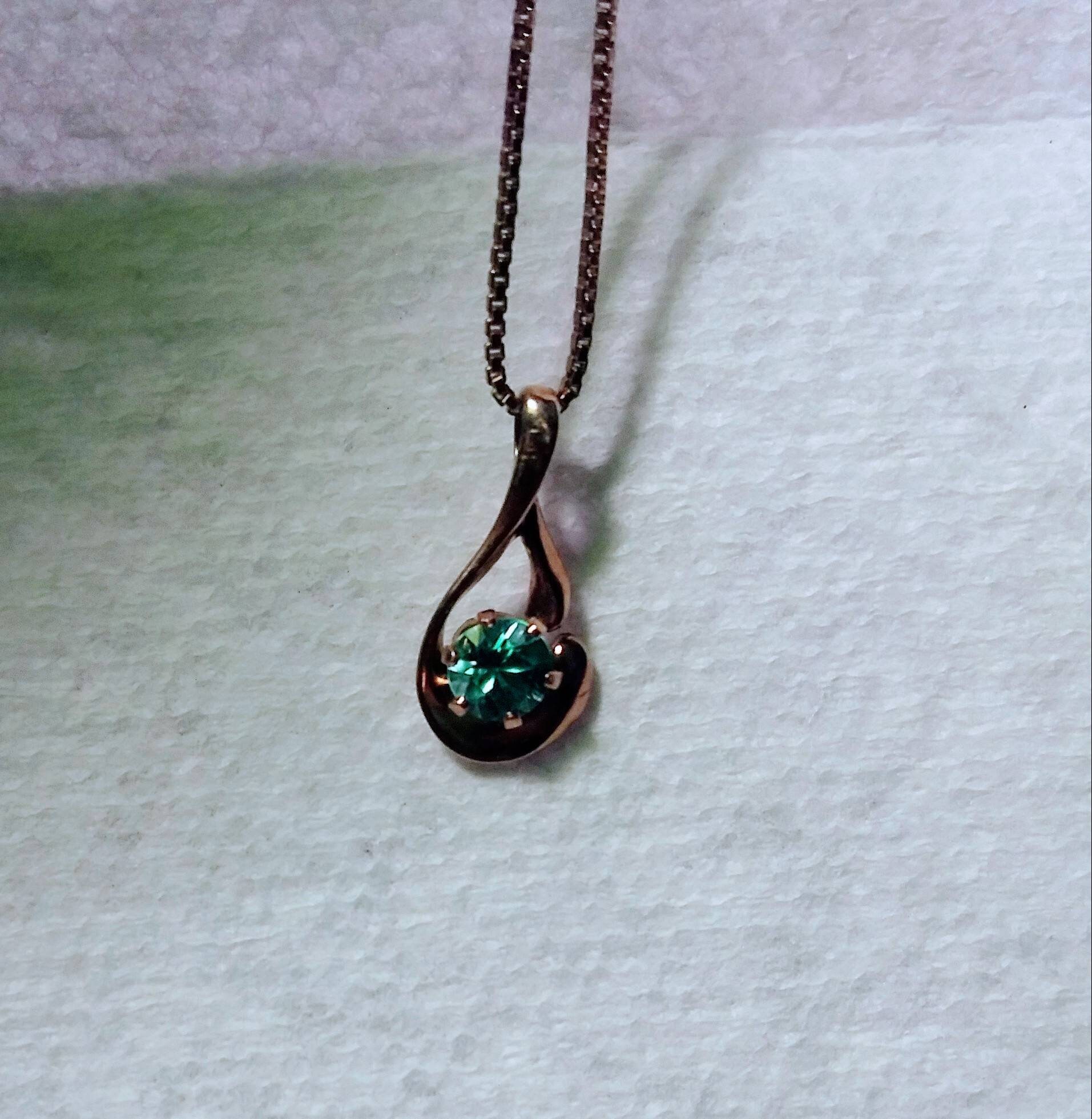 Natural Blue Zircon 14K Yellow Gold Vermeil Necklace - Thumbnail 4