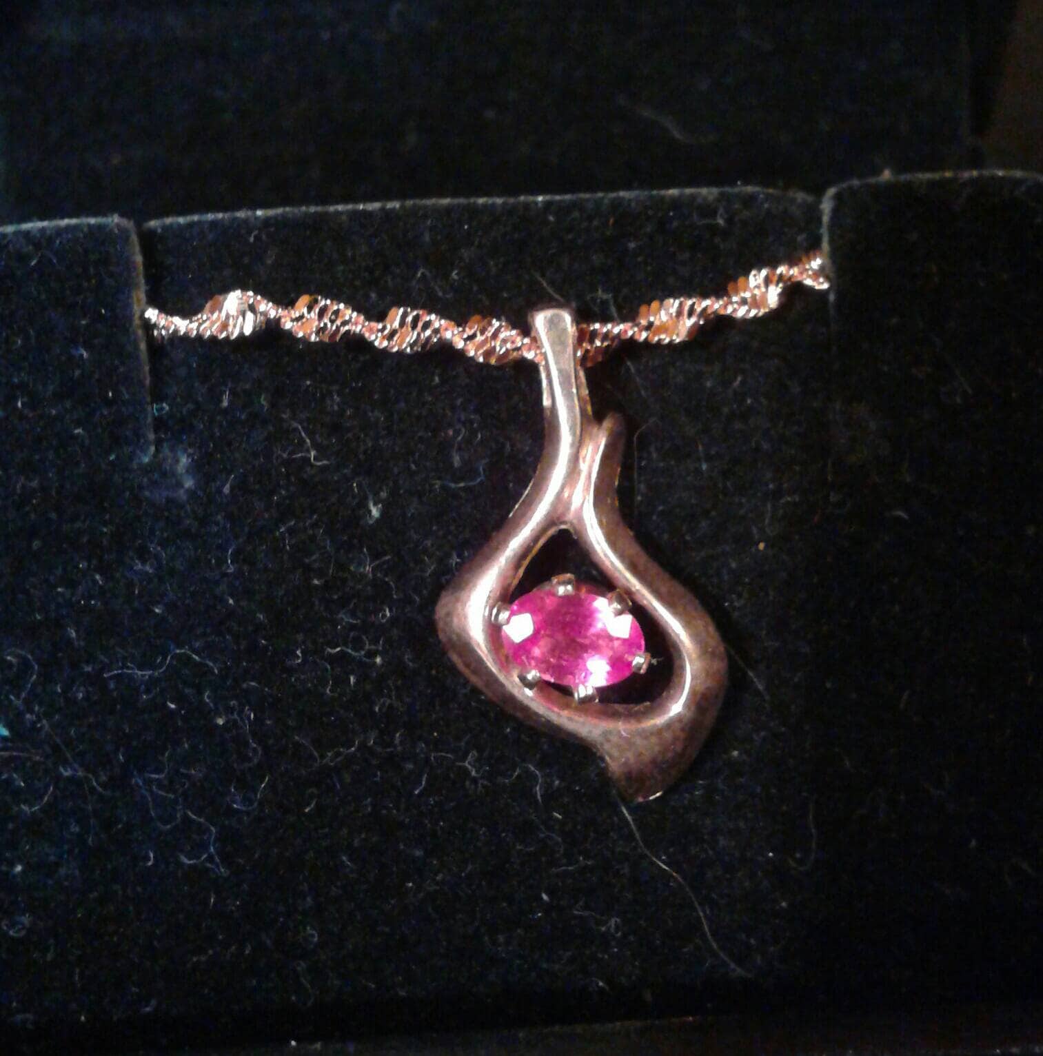 Natural Pink Songea Sapphire 14K Rose Gold vermeil Sterling Silver Necklace