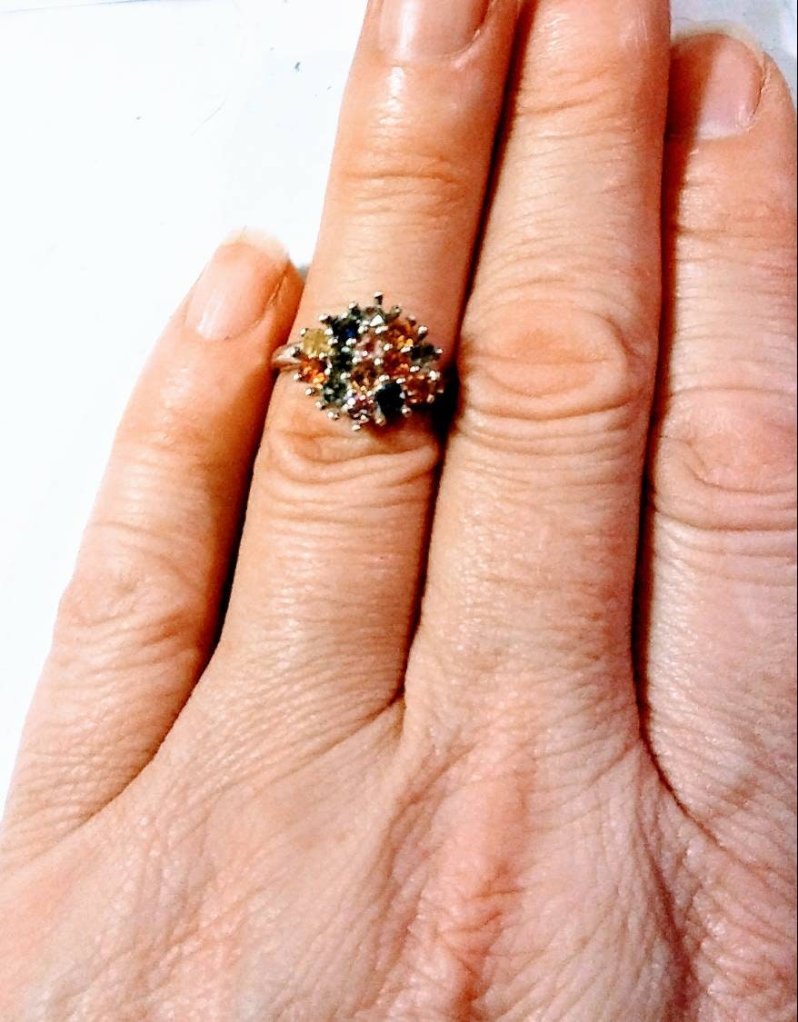 Natural Songea Sapphire Sterling Silver Cocktail Ring - Thumbnail 3