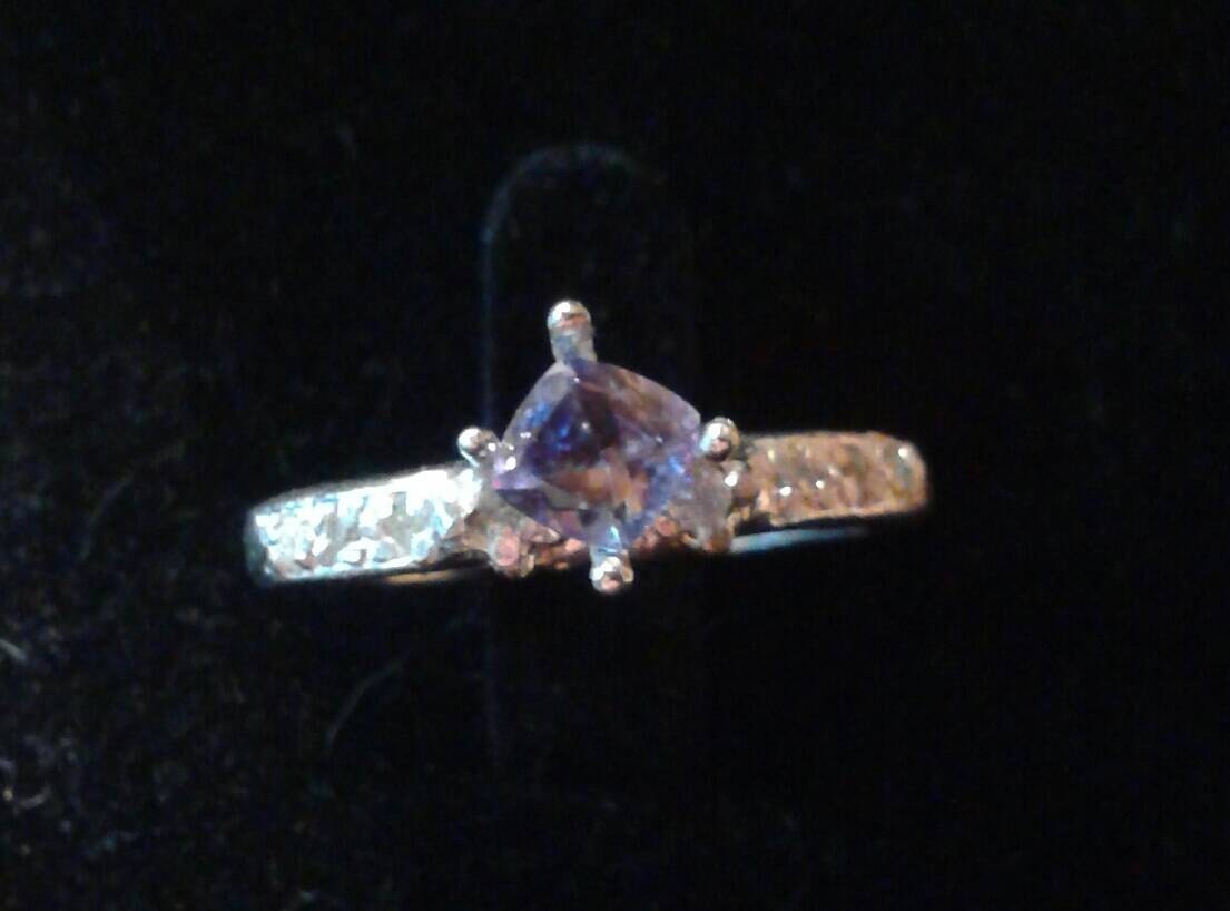 Natural Tanzanite Diamond accented Sterling Silver Engagement Ring - Thumbnail 3