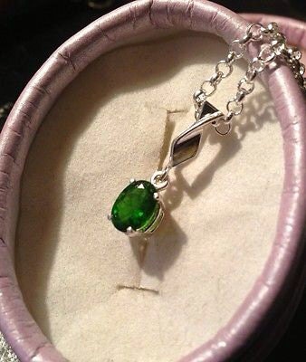 Natural Chrome Diopside Sterling Silver Necklace - Thumbnail 3