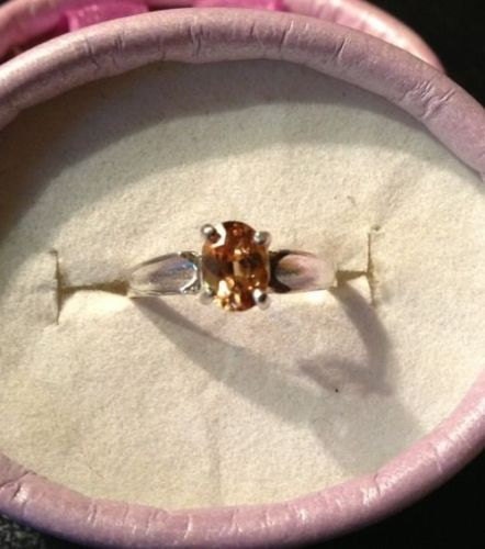 Natural Imperial Zircon Sterling Silver Engagement Ring - Thumbnail 2