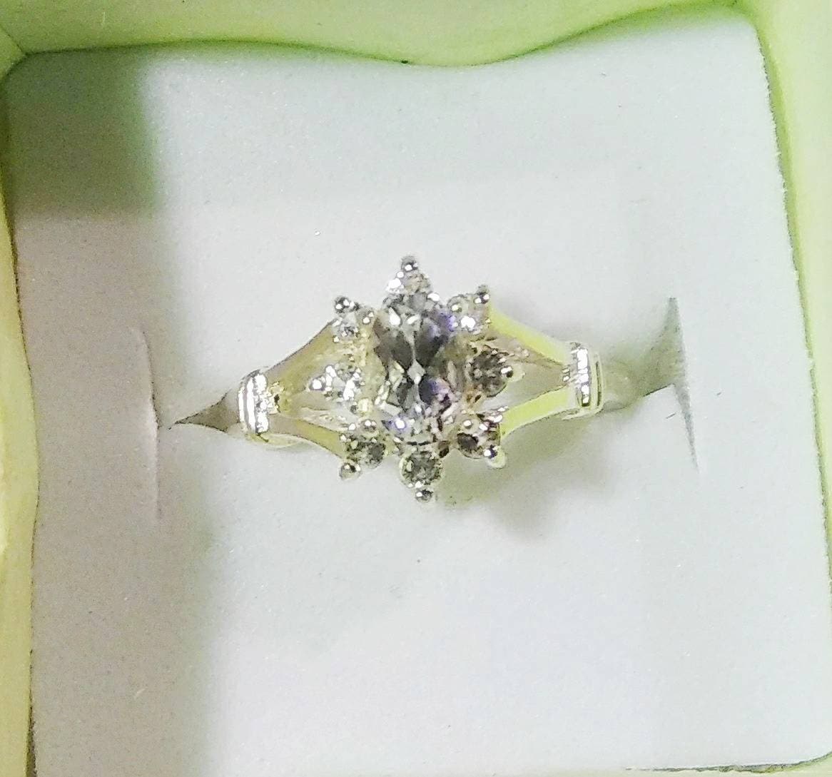 Natural Rare Danburite Zircon accented Sterling Silver Engagement Ring