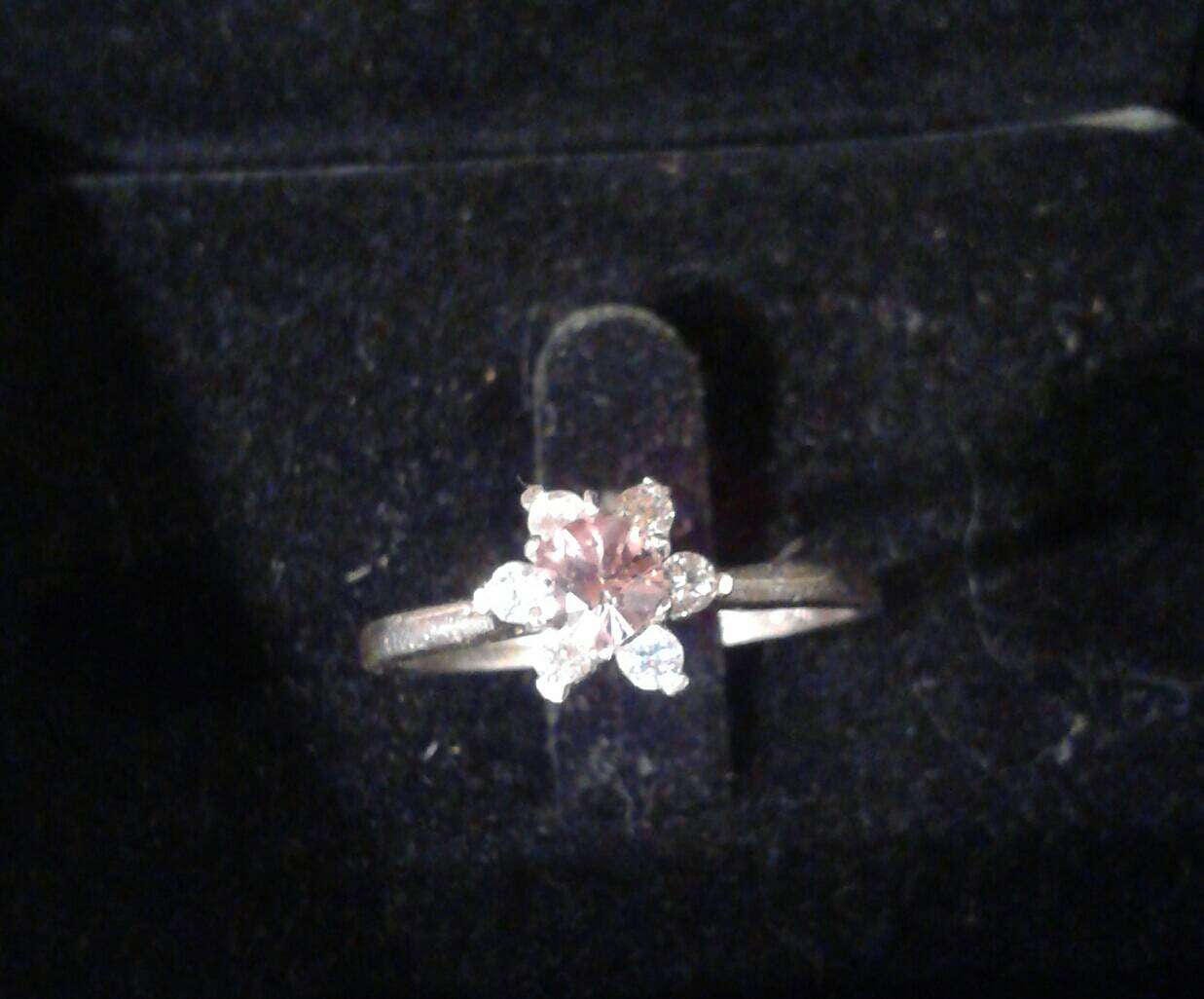 Natural Pink Zircon Diamond accented Sterling Silver Engagement Ring - Thumbnail 3