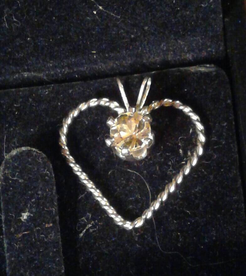 Natural Heliodor Sterling Silver Heart Necklace - Thumbnail 4