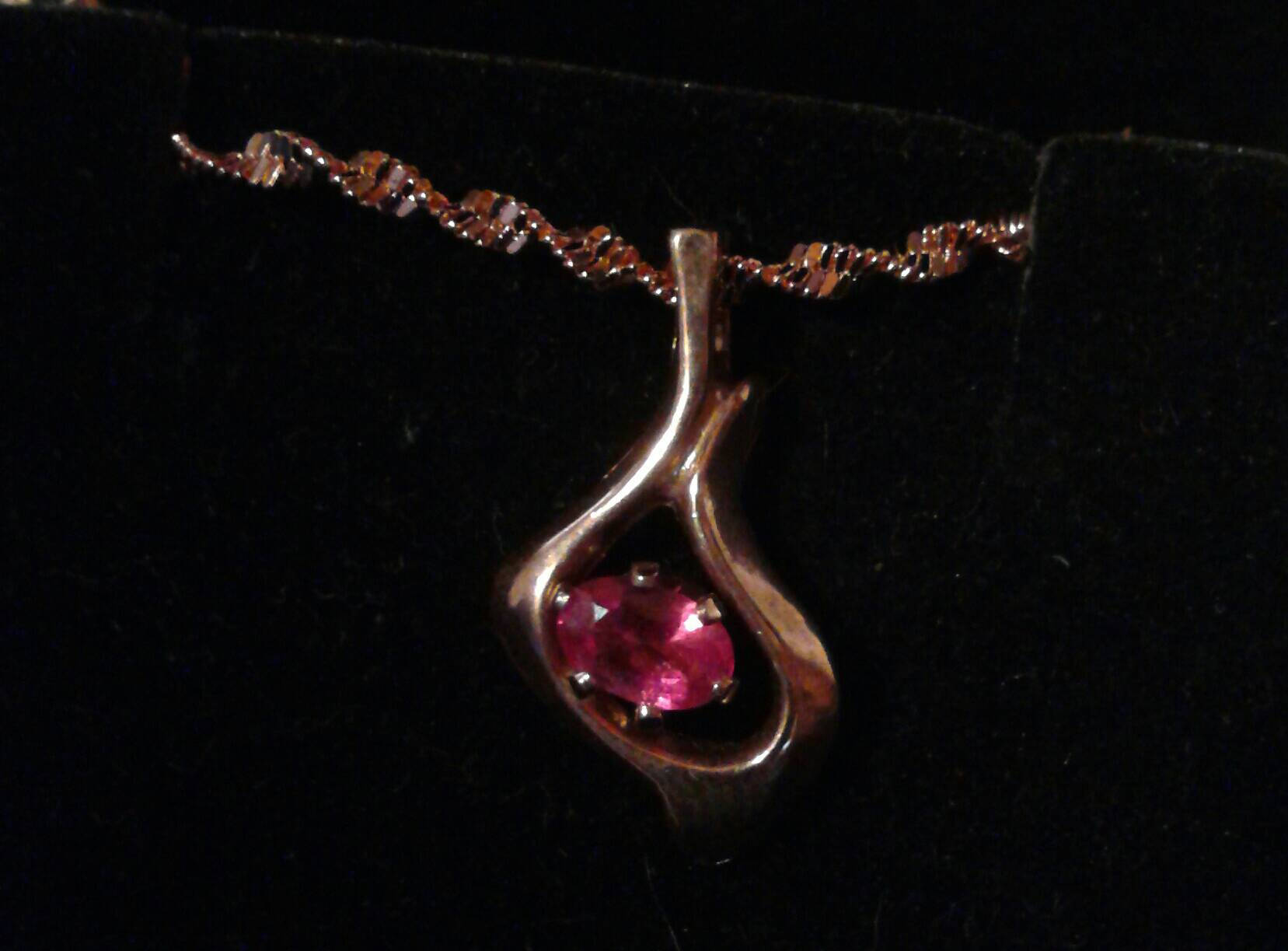 Natural Pink Songea Sapphire 14K Rose Gold vermeil Sterling Silver Necklace - Thumbnail 5