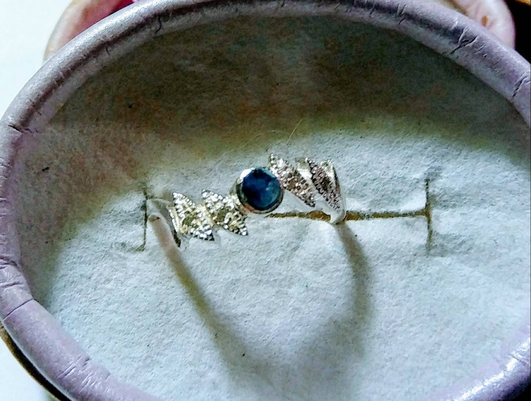 Natural Extremely Rare Benitoite Diamond accented Sterling Silver Wedding Ring (Comes with report)