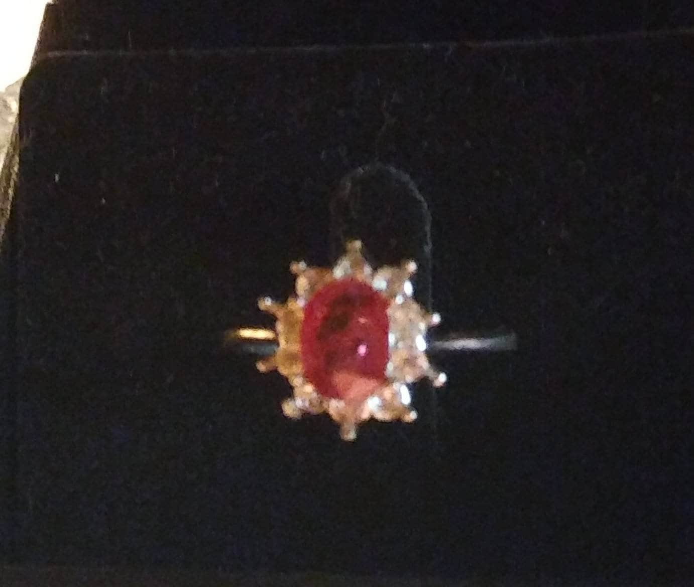 Natural Ruby Zircon accented Sterling Silver Engagement Ring
