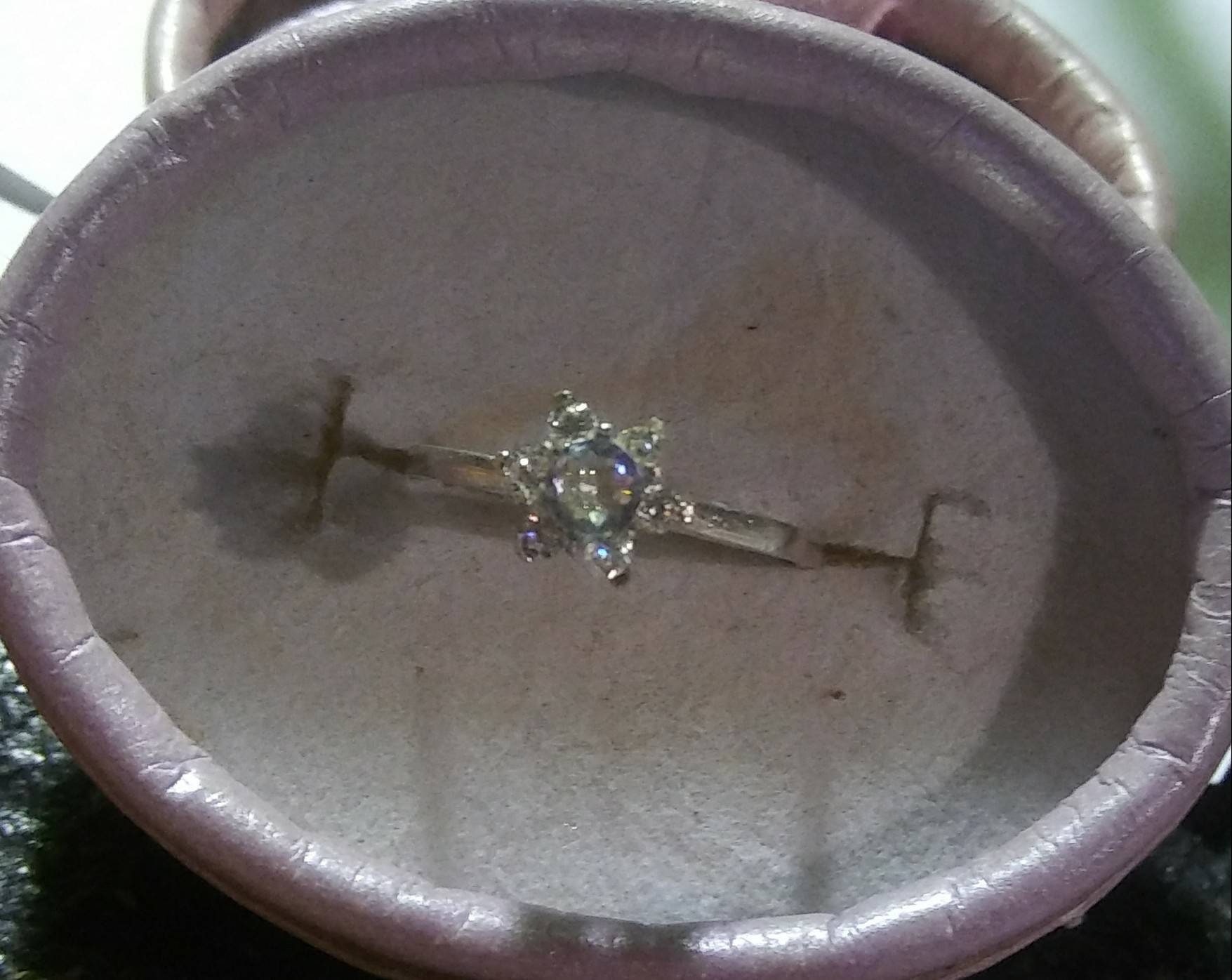 Natural Extremely Tenebrescent Rare Hackmanite, & Natural Diamond accented Sterling Silver Engagement Ring (Comes with report) - Thumbnail 3