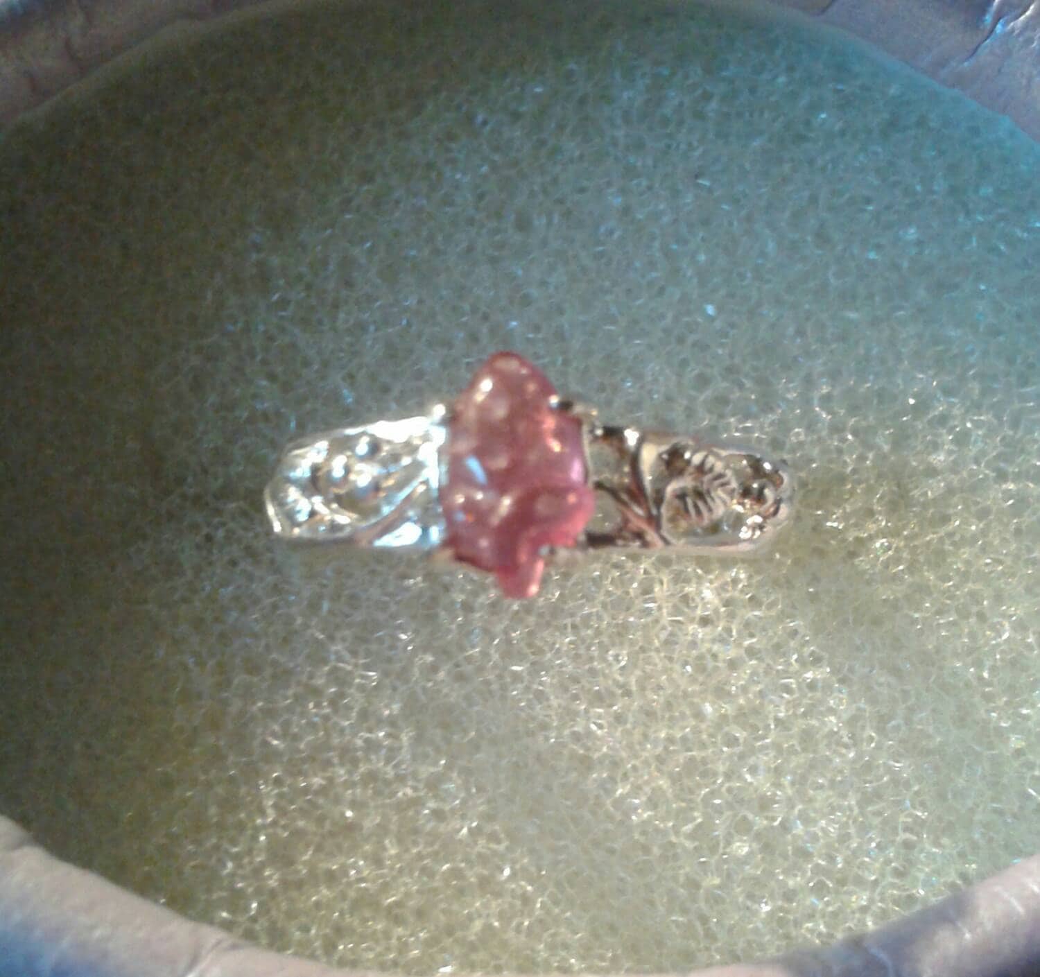 Hand Carved Pink Spinel Sterling Silver Ring
