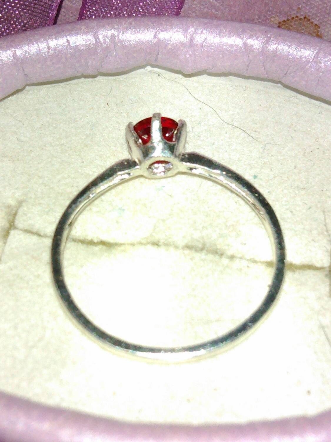 Natural Ruby Sterling Silver Engagement Ring - Thumbnail 2