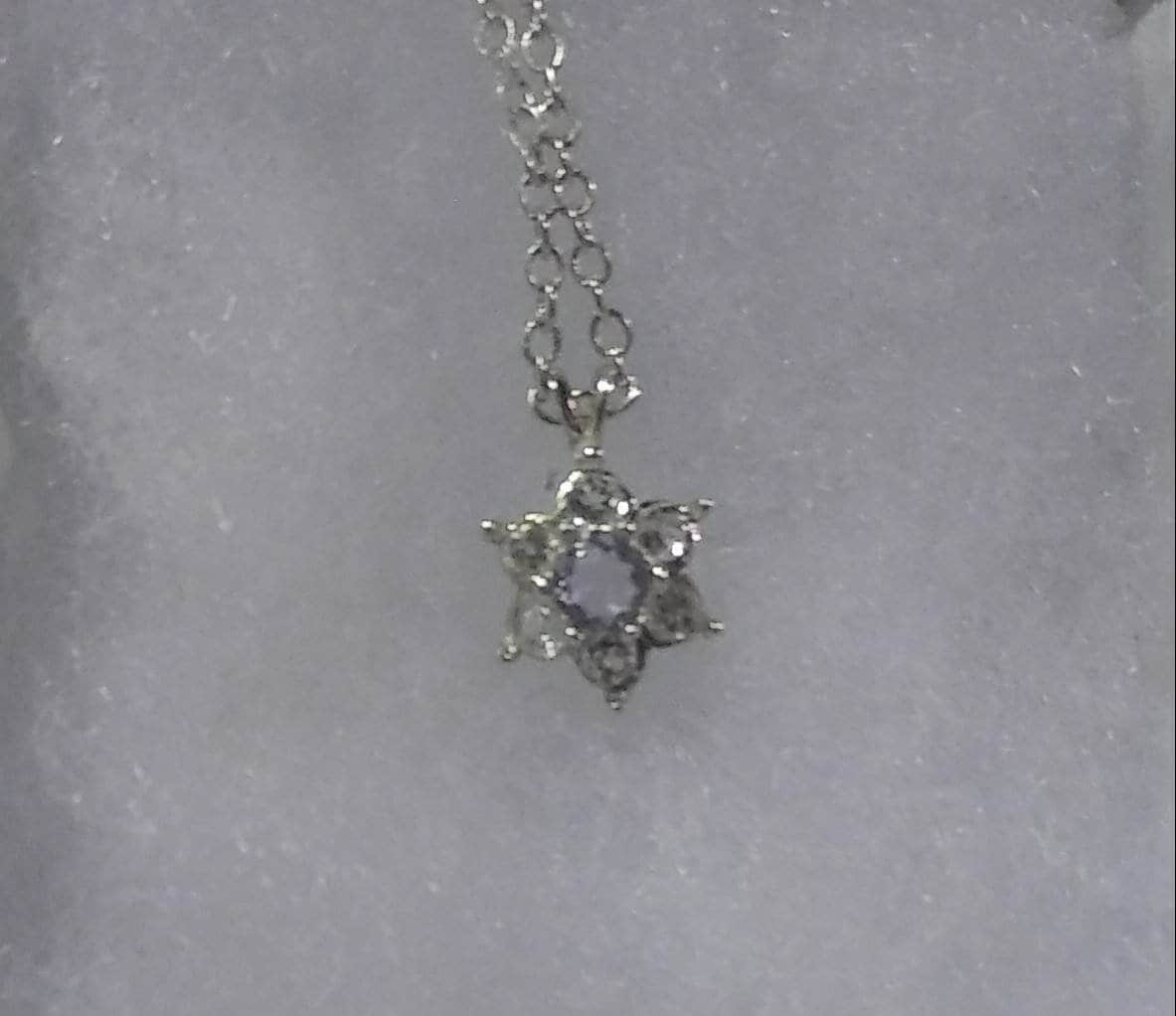 Natural Extremely Rare Color Change(Tenebrecent) Hackmanite Sapphire accented Sterling Silver Necklace (Comes with report) - Thumbnail 4