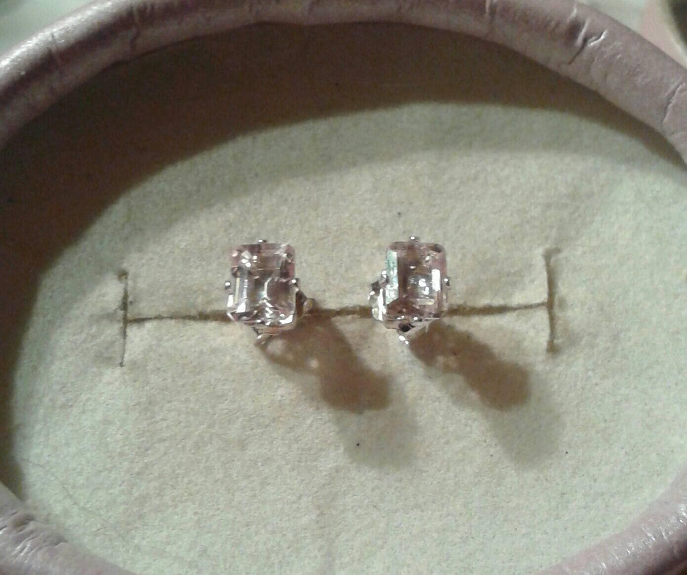 Natural Soft Peachy Pink Morganite Sterling Silver Stud Earrings
