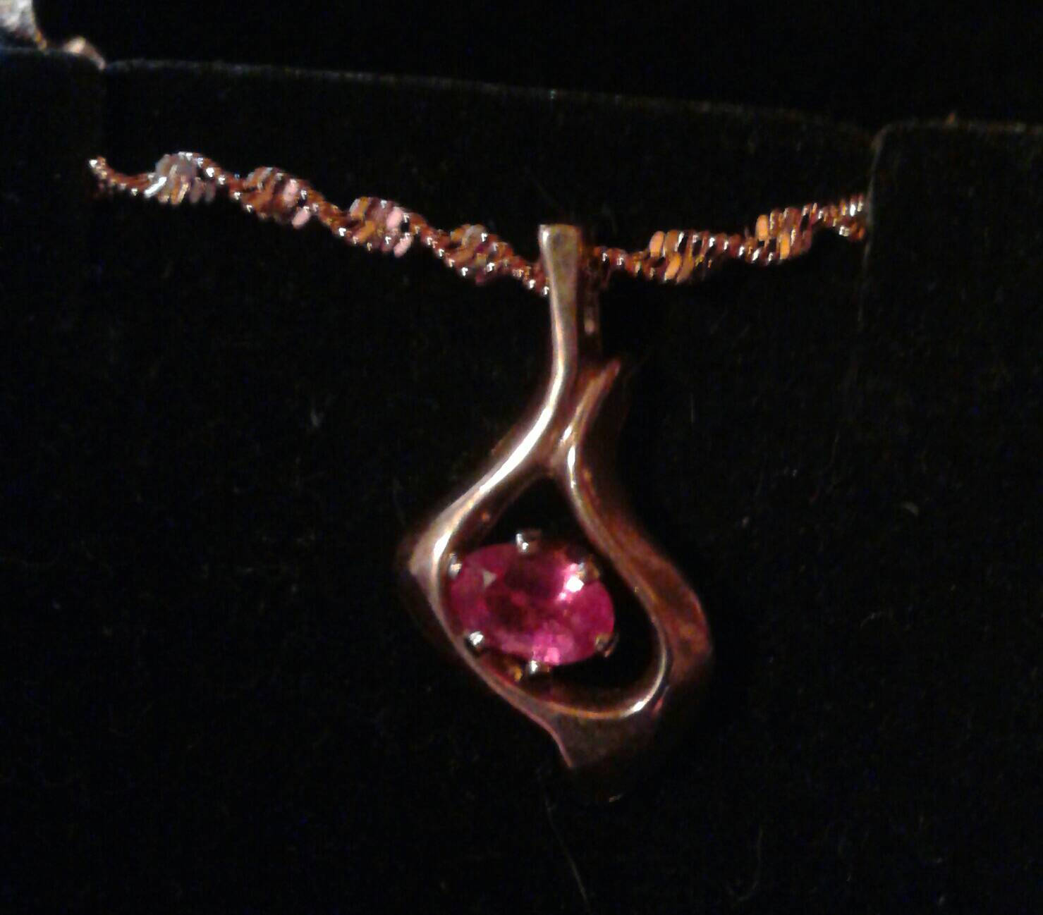 Natural Pink Songea Sapphire 14K Rose Gold vermeil Sterling Silver Necklace - Thumbnail 4
