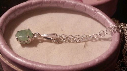 Natural Sokota Emerald Sterling Silver Necklace - Thumbnail 2