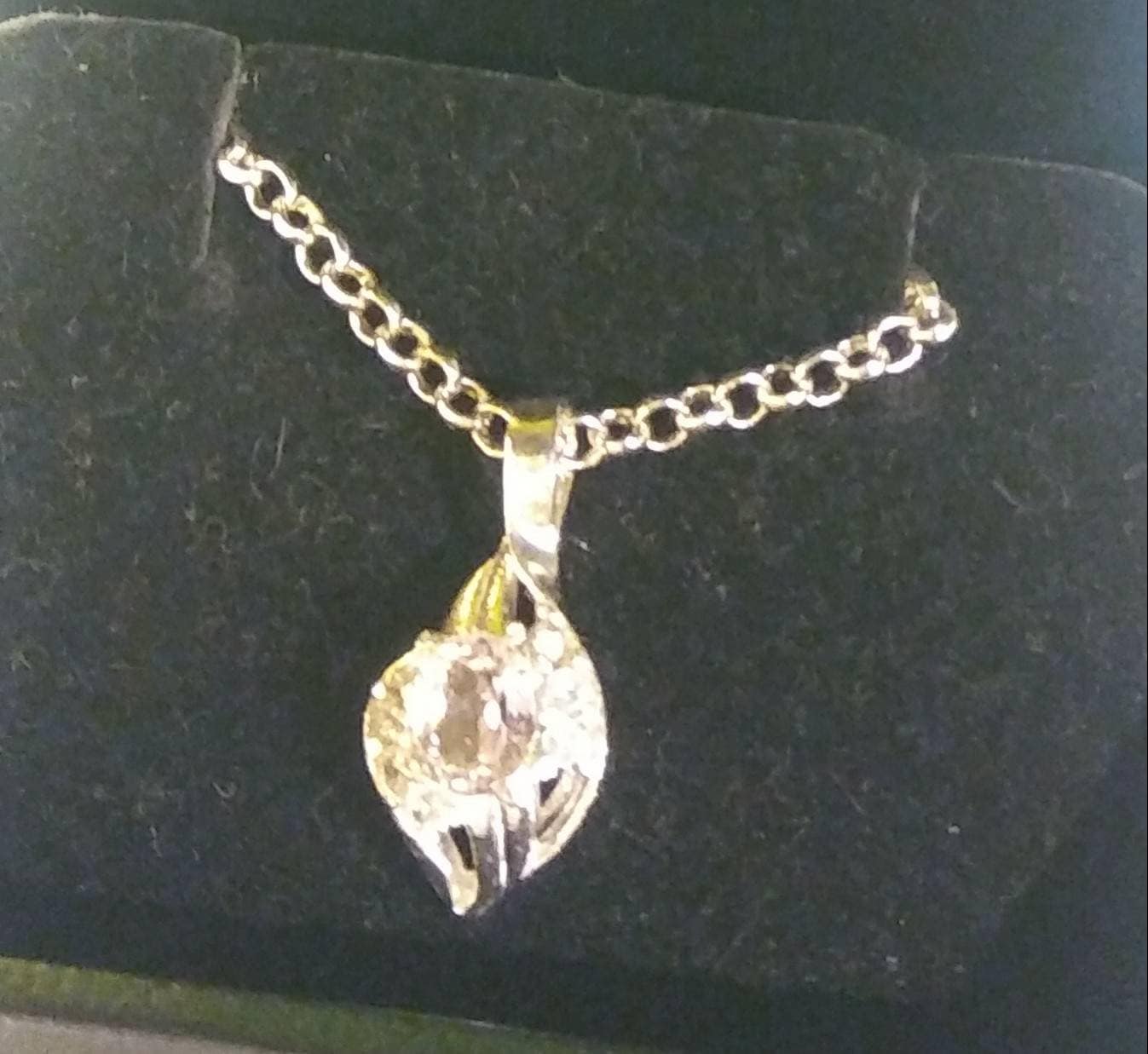 Natural Kunzite White Zircon accented Sterling Silver Necklace - Thumbnail 4