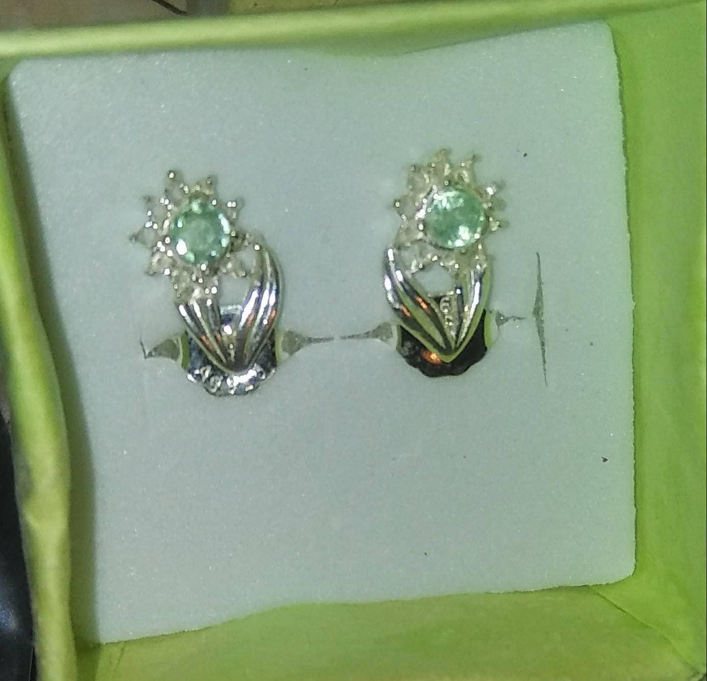 Natural Rare Copper Bearing Paraiba Tourmaline Diamond accented Sterling Silver Earrings (Comes with report)