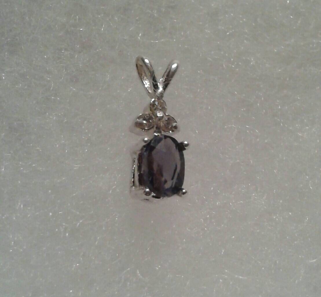 Natural Purple Spinel Diamond accented Sterling Silver Necklace