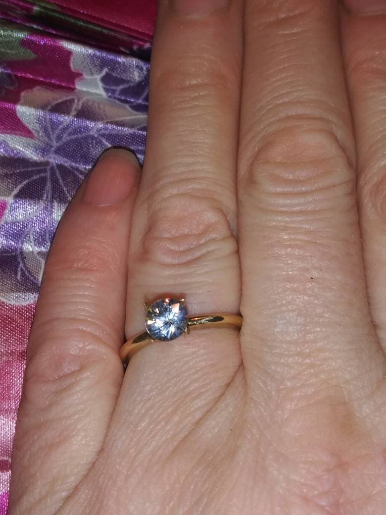 Natural White Zircon 10K Yellow Gold Engagement Ring (COMES WITH REPORT) - Thumbnail 3