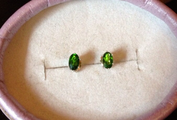 Natural Chrome Diopside Sterling Silver Earrings - Image 1