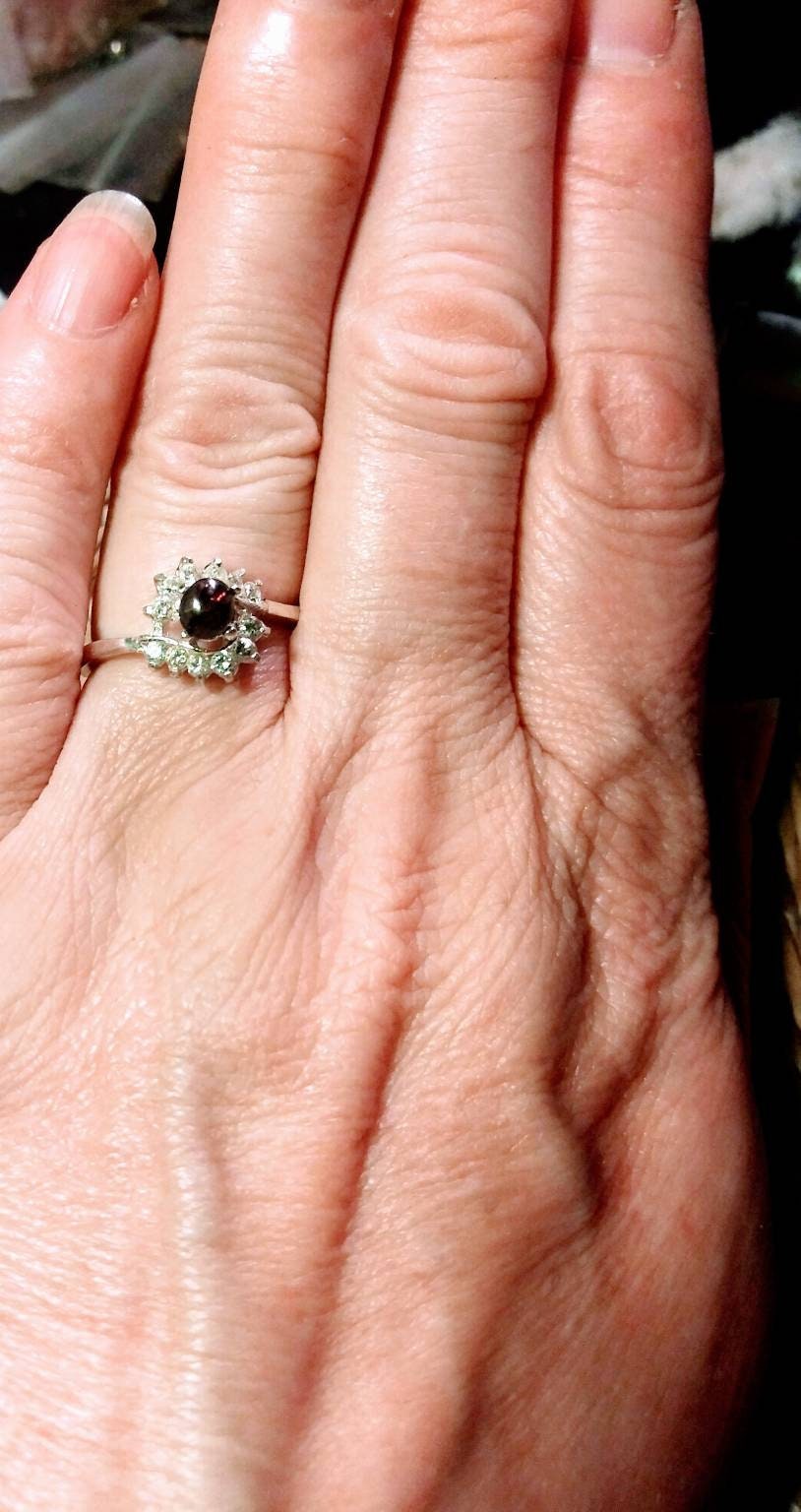 Natural Extremely Rare Painite accented with Natural Diamonds Sterling Silver Engagement Ring (Comes with report) - Thumbnail 4