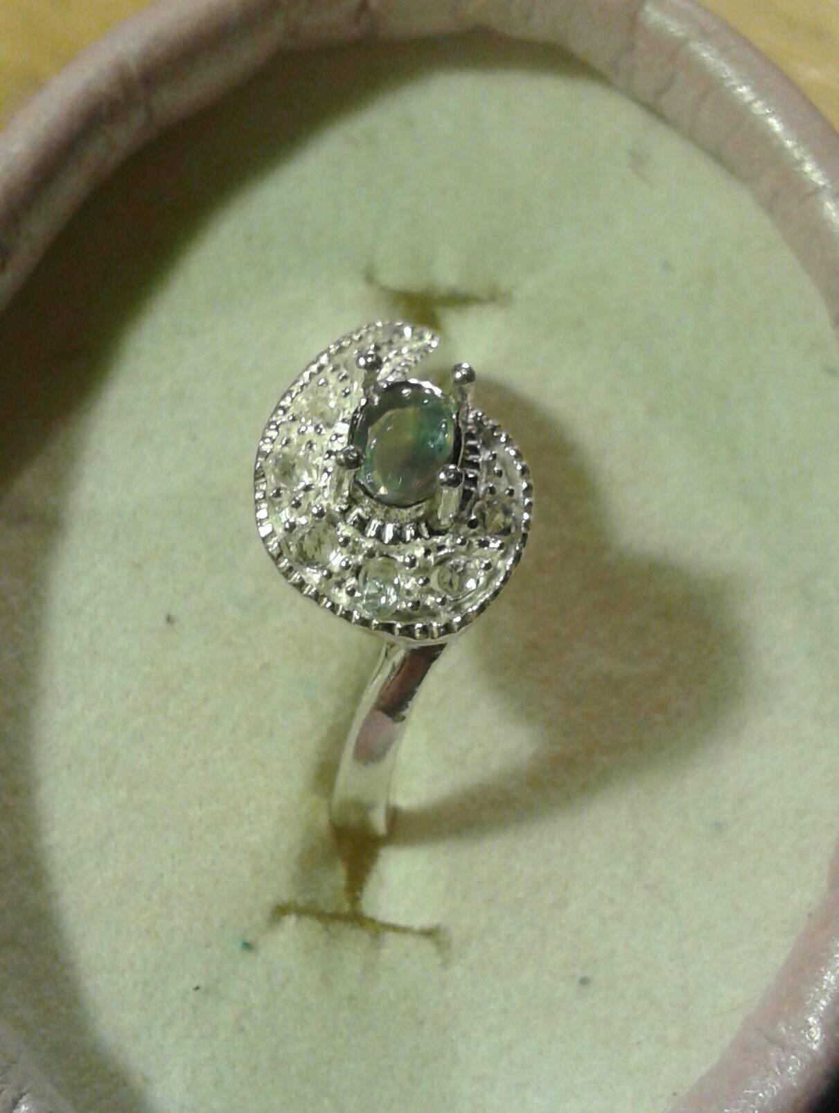 Natural Color Change Alexandrite White Zircon Sterling Silver Ring - Thumbnail 2