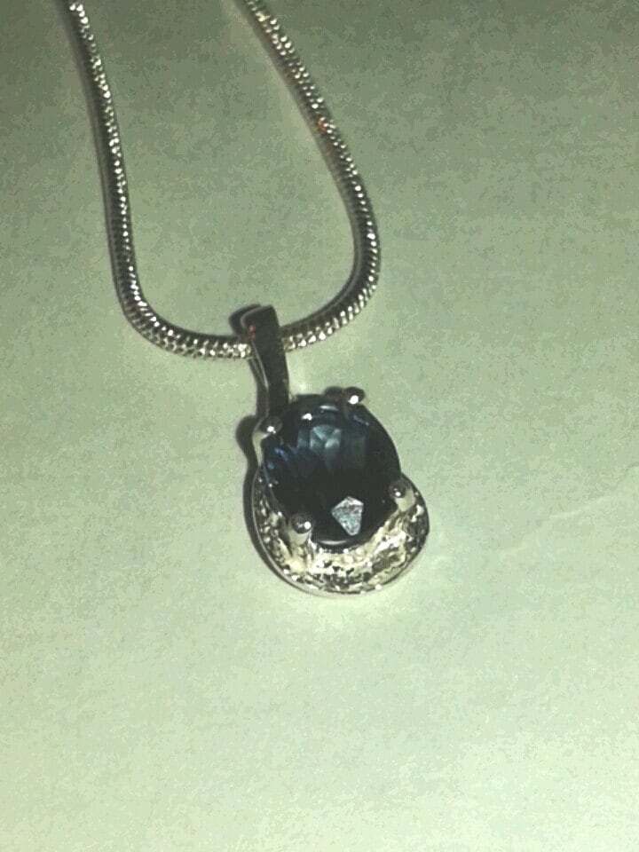 Natural London Blue Topaz Sterling Silver Necklace