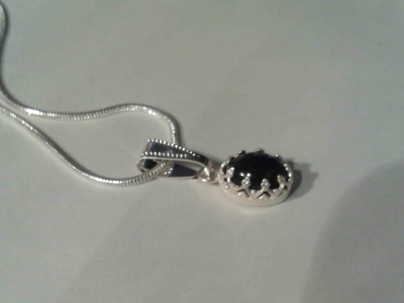 Natural Black Ethiopian Opal Sterling Silver Necklace - Thumbnail 3