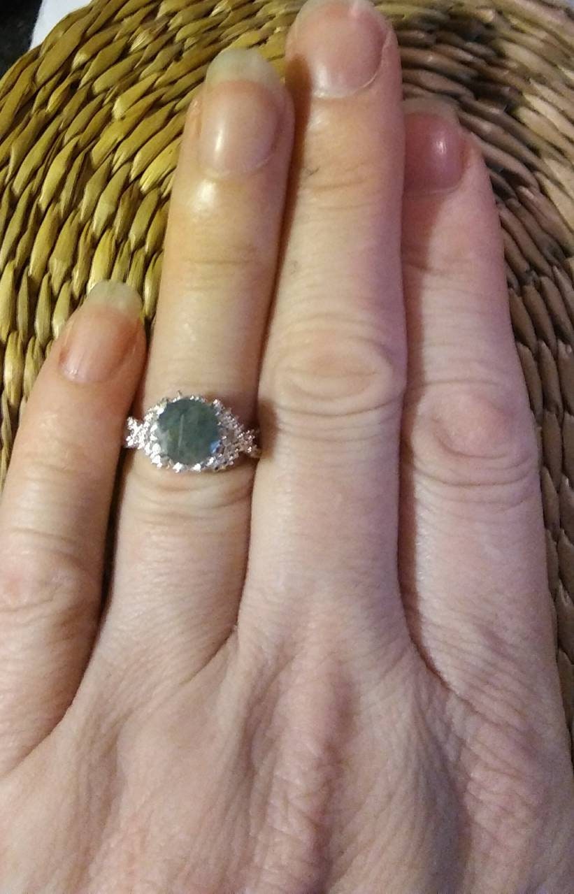 Natural Extremely Rare Grandidierite Zircon accented Sterling Silver Engagement Ring (Comes with report) - Thumbnail 4