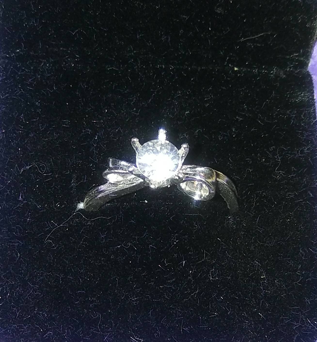 Natural White Zircon Sterling Silver Engagement Ring