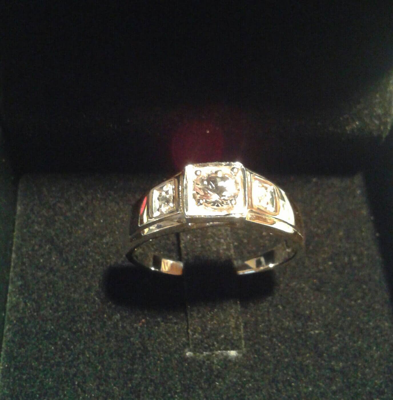 Natural Goshenite & Zircon Sterling Silver Gent's Ring