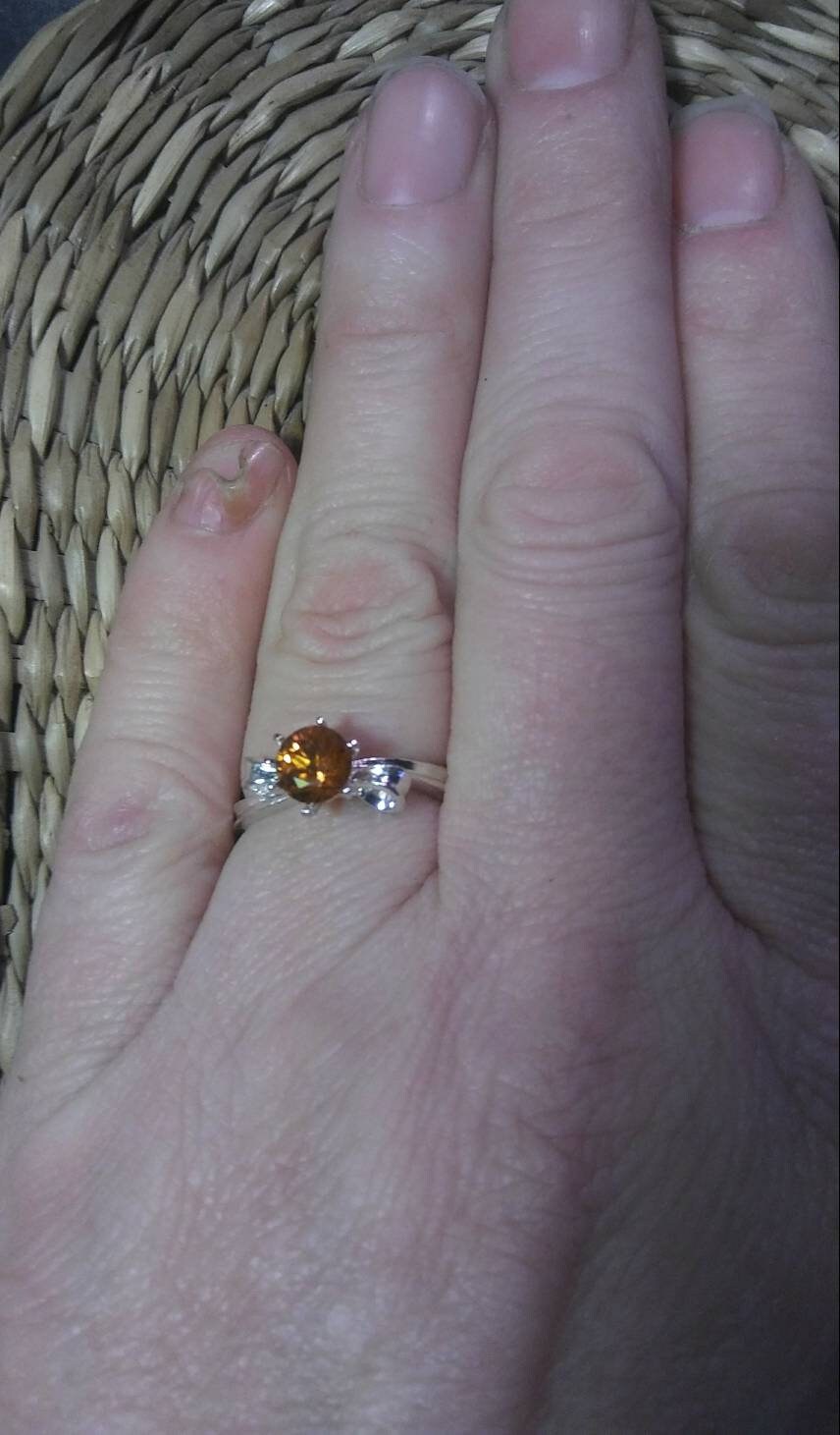 Natural Whiskey Zircon Sterling Silver Engagement  Ring - Thumbnail 3