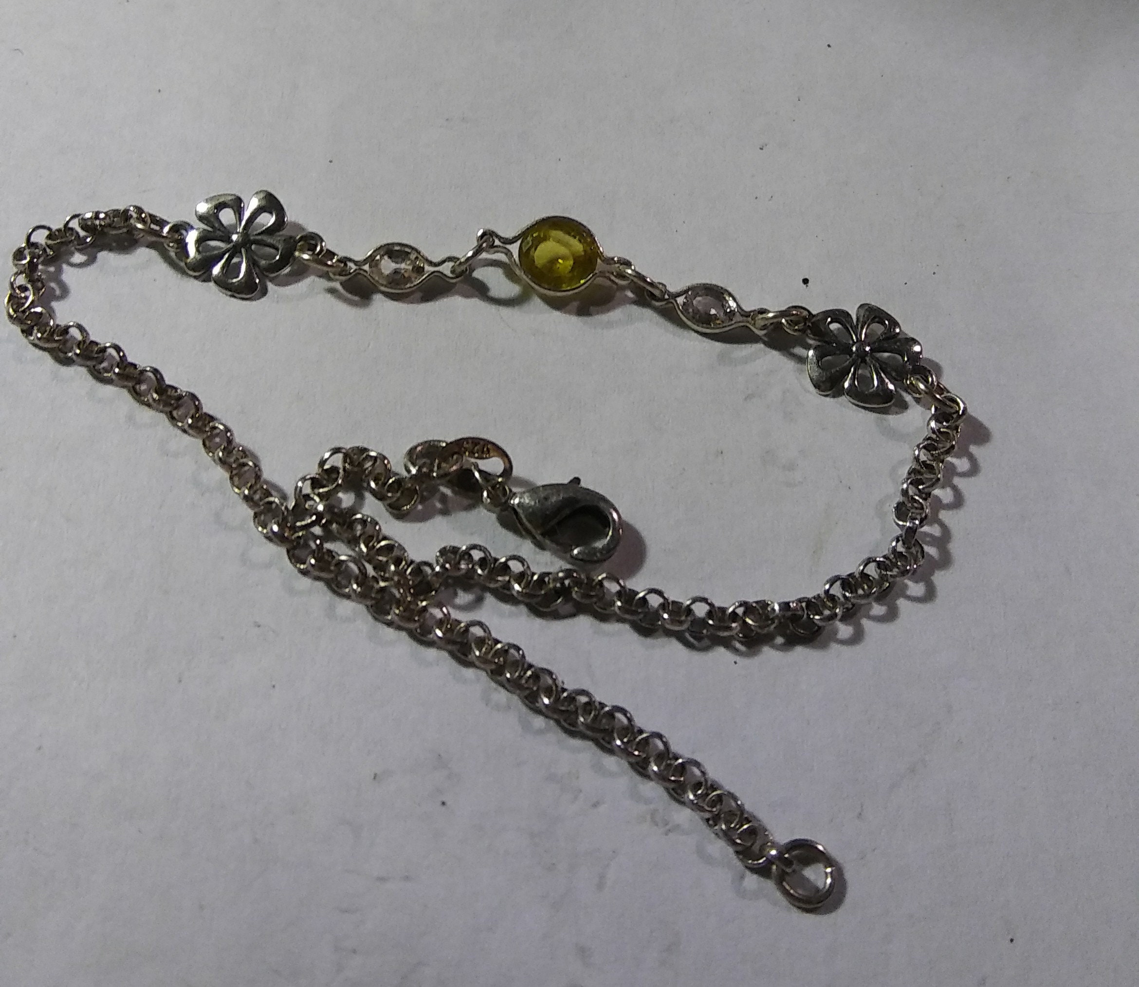 Natural Mali Garnet White Zircon Sterling Silver Bracelet - Thumbnail 4