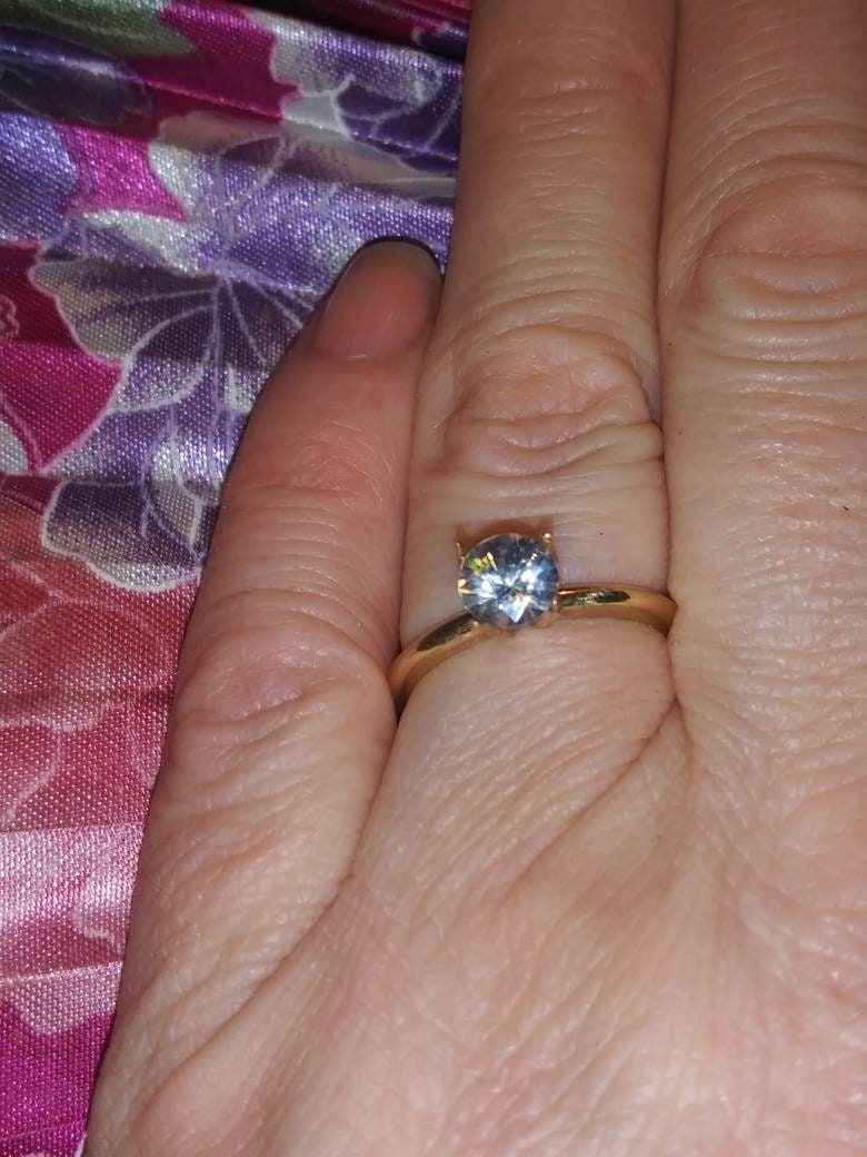 Natural White Zircon 10K Yellow Gold Engagement Ring (COMES WITH REPORT) - Thumbnail 2