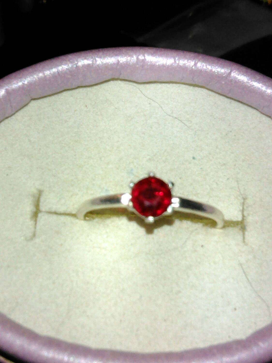 Natural Ruby Sterling Silver Engagement Ring - Thumbnail 4