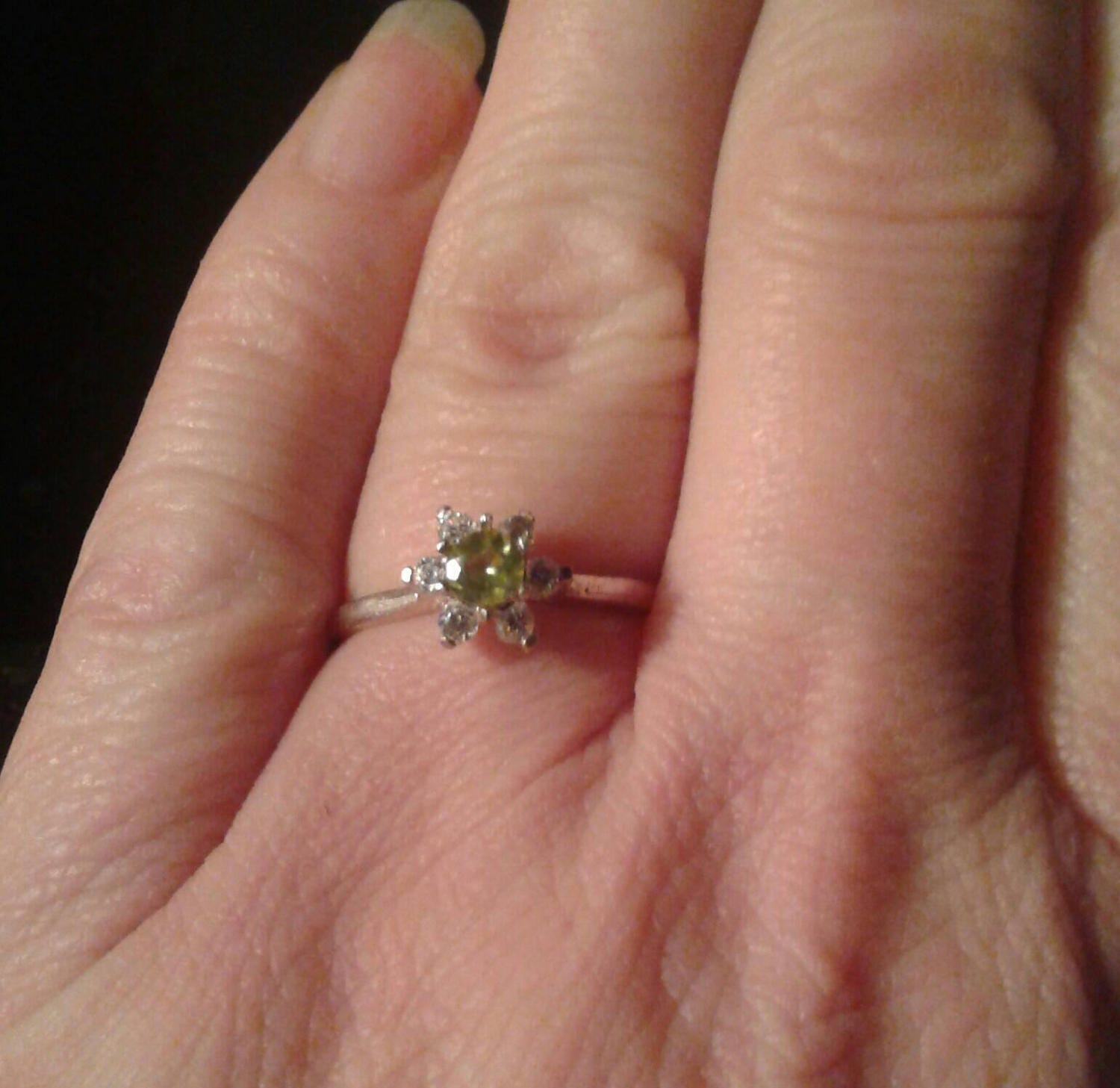 Green Natural Very Rare Hydrogrossular Garnet Diamond accented Sterling Silver Engagement Ring - Thumbnail 4