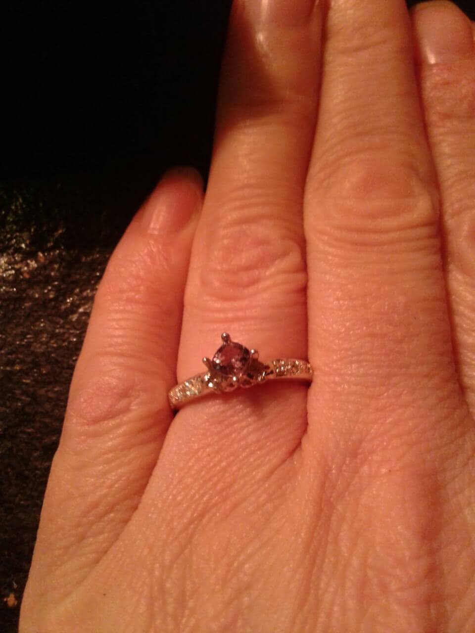 Natural Violet Spinel Diamond accented Sterling Silver Engagement Ring - Thumbnail 5
